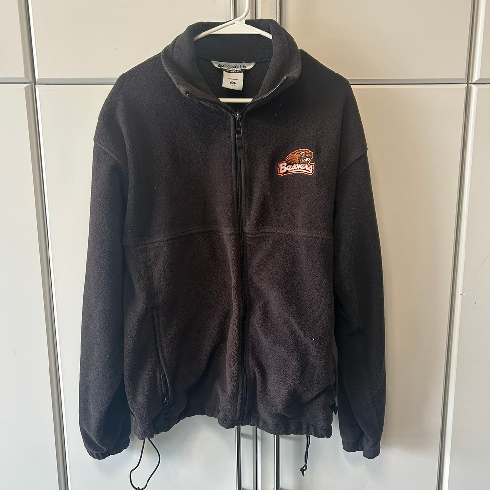 Columbia Mens Oregon State‎ Beavers Full Zip Fleece Jacket Black XL OSU NCAA